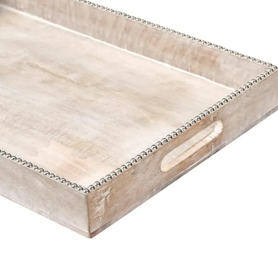 QUENA - Set van 2 dienbladen - Lichtbruin - Mangohout