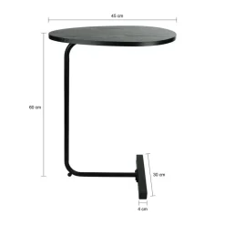 QUVIO Bijzettafel ovaal - 30 x 45 x 60 cm - Zwart