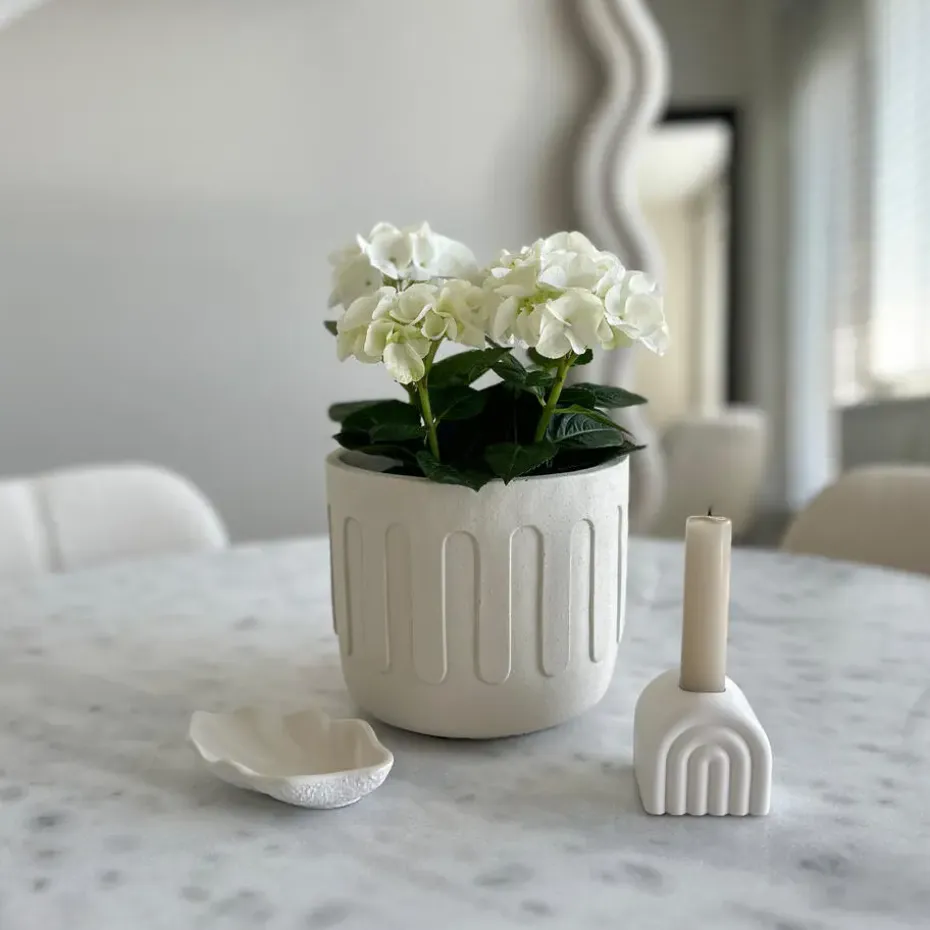 QUVIO Bloempot - Drips - Beton - Beige