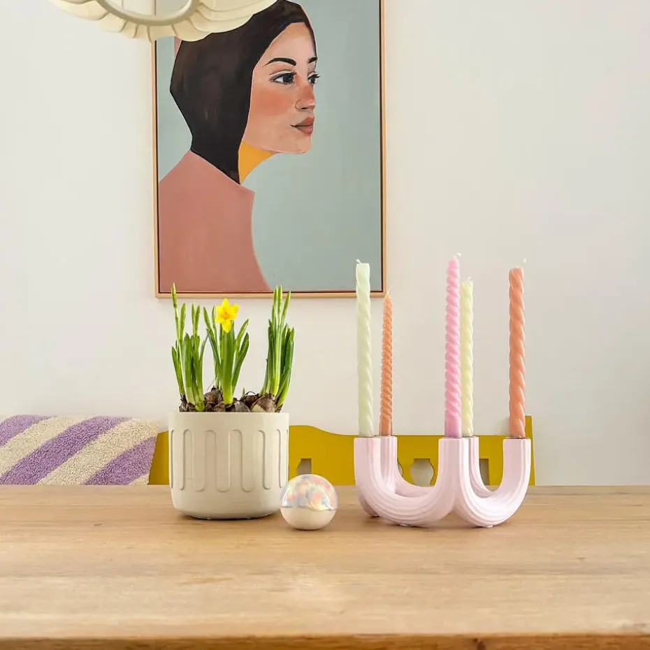 QUVIO Bloempot - Drips - Beton - Beige