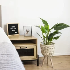 QUVIO Bloempot geweven op driepoot - S