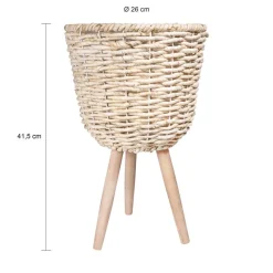 QUVIO Bloempot geweven op driepoot - S