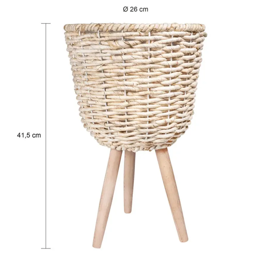 QUVIO Bloempot geweven op driepoot - S