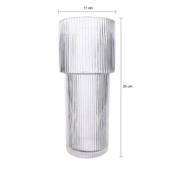 QUVIO Cilinder vaas - Smal - Glas - 24,5 cm - Transparant