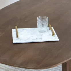 QUVIO Dienblad met gouden hendels - Marmer - Wit