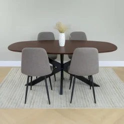 QUVIO Eettafel Sofia - Deens ovaal - 180x90 cm - FSC - Walnoot bruin