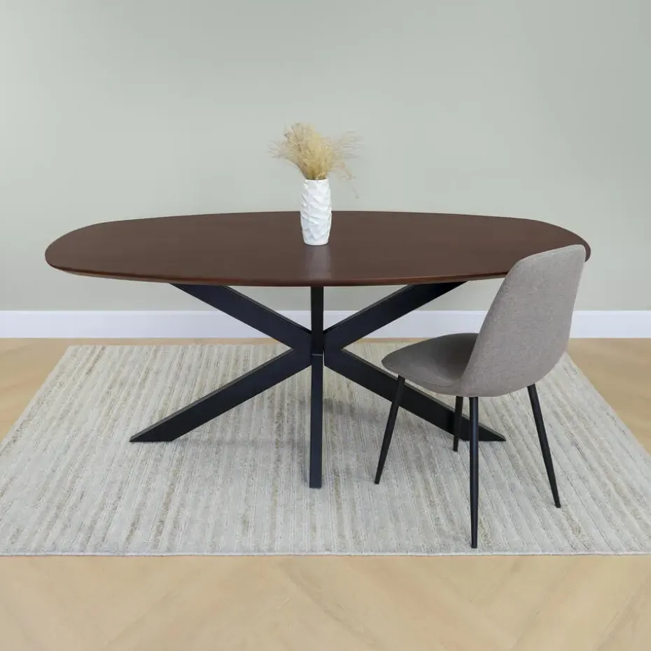 QUVIO Eettafel Sofia - Deens ovaal - 180x90 cm - FSC - Walnoot bruin