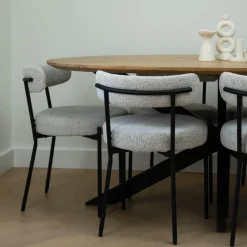 QUVIO Eettafel Sofia – Ovaal – 220x100 cm – Kruispoot - Naturel