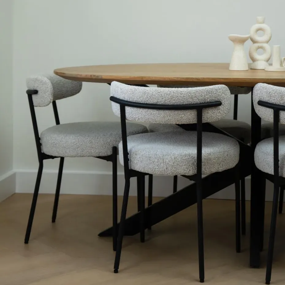 QUVIO Eettafel Sofia – Ovaal – 220x100 cm – Kruispoot - Naturel