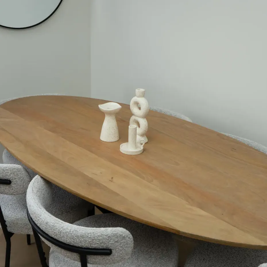 QUVIO Eettafel Sofia – Ovaal – 220x100 cm – Kruispoot - Naturel