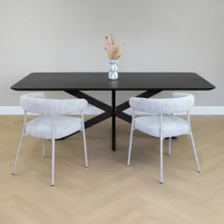 QUVIO Eettafel Sofia - Rechthoekig - FSC® - 220x110 cm - Zwart