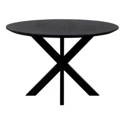 QUVIO Eettafel Sofia – Rond – Ø130 – Kruispoot – Zwart
