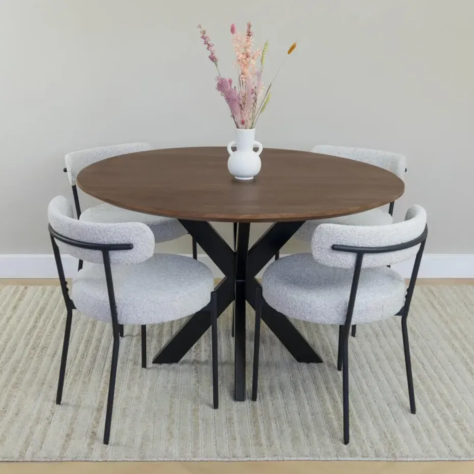 QUVIO Eettafel Sofia – Rond – Ø120 – Kruispoot – Bruin