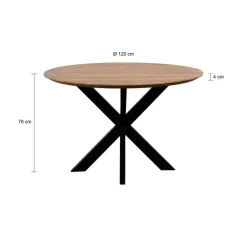 QUVIO Eettafel Sofia – Rond – Ø120 – Kruispoot – Naturel
