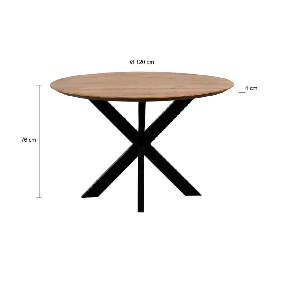 QUVIO Eettafel Sofia – Rond – Ø120 – Kruispoot – Naturel