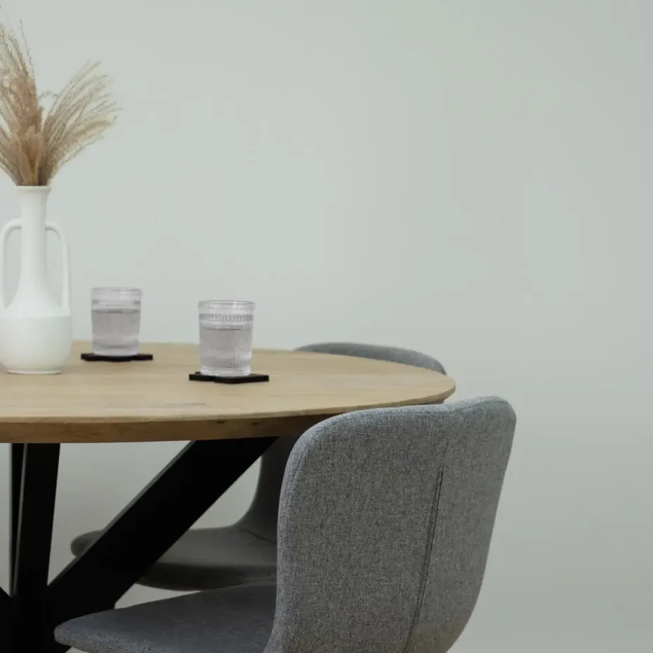 QUVIO Eettafel Sofia – Rond – Ø120 – Kruispoot – Naturel