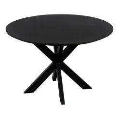 QUVIO Eettafel Sofia – Rond – Ø120 – Kruispoot – Mangohout – Zwart