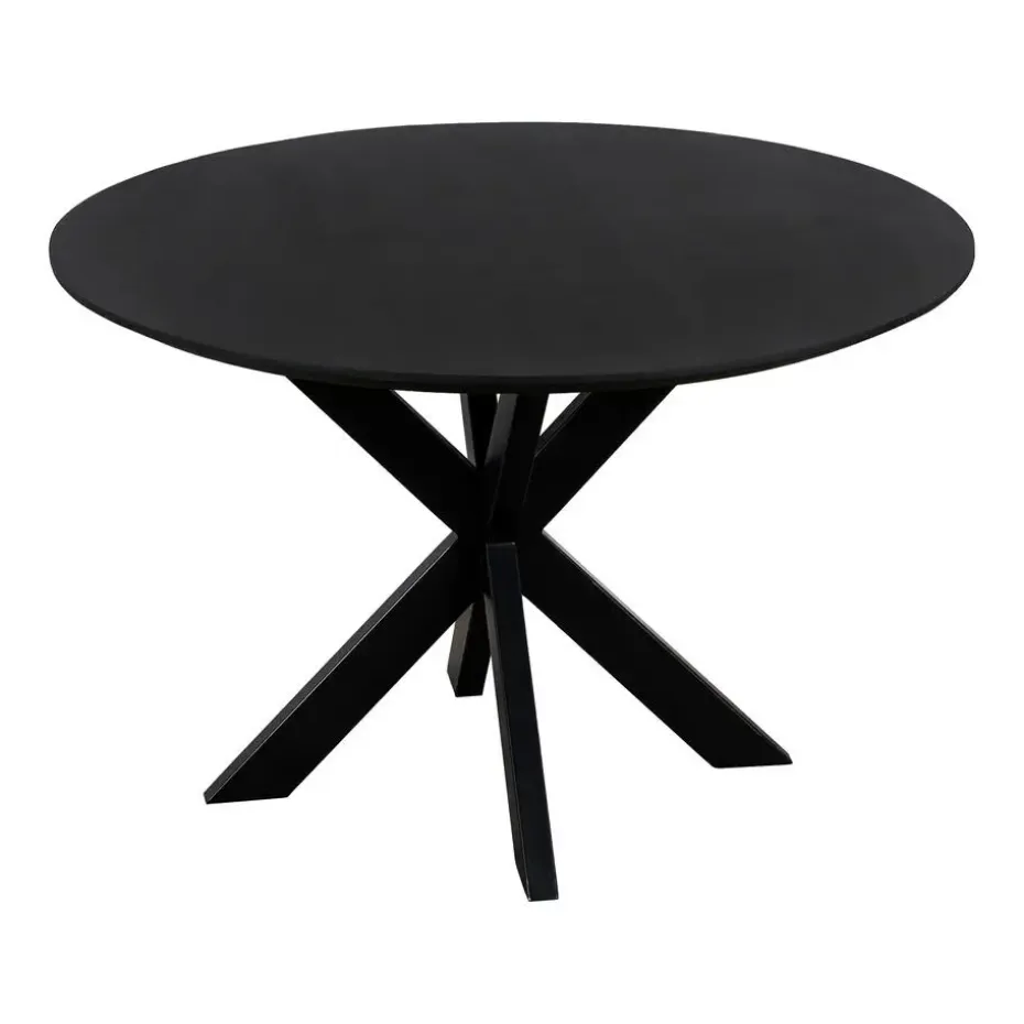 QUVIO Eettafel Sofia – Rond – Ø120 – Kruispoot – Mangohout – Zwart