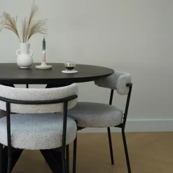 QUVIO Eettafel Sofia – Rond – Ø120 – Kruispoot – Mangohout – Zwart