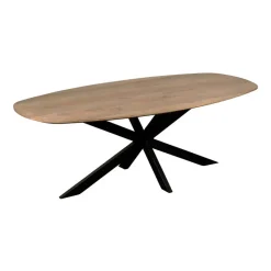 QUVIO Eettafel Sofia– Deens ovaal – 180x90 cm – Kruispoot – Naturel