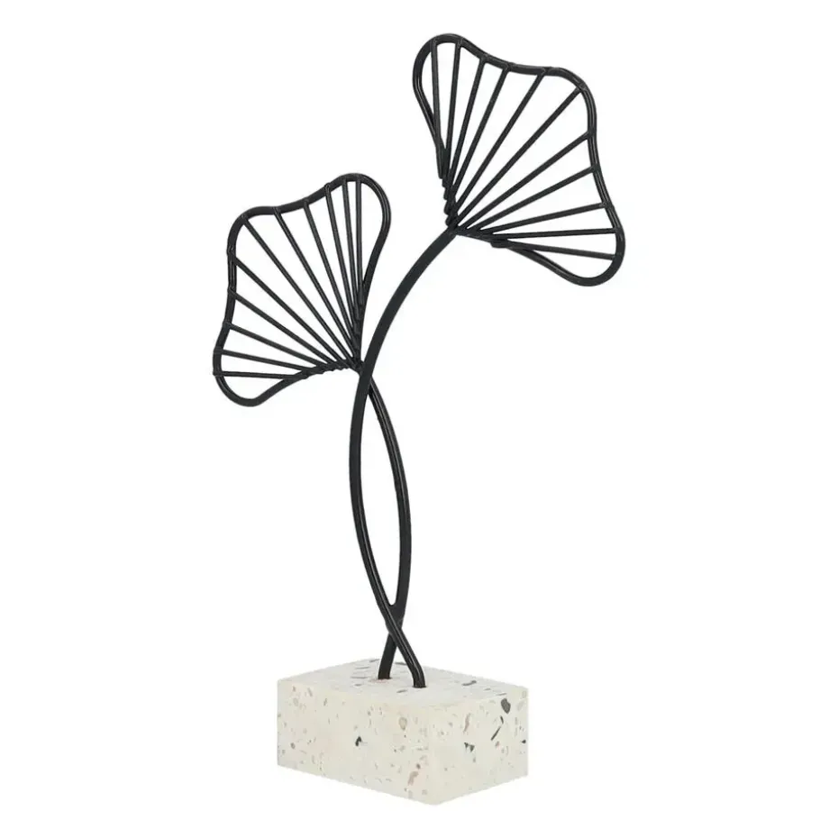 QUVIO Ginkgo blad op standaard - Woondecoratie - Zwart