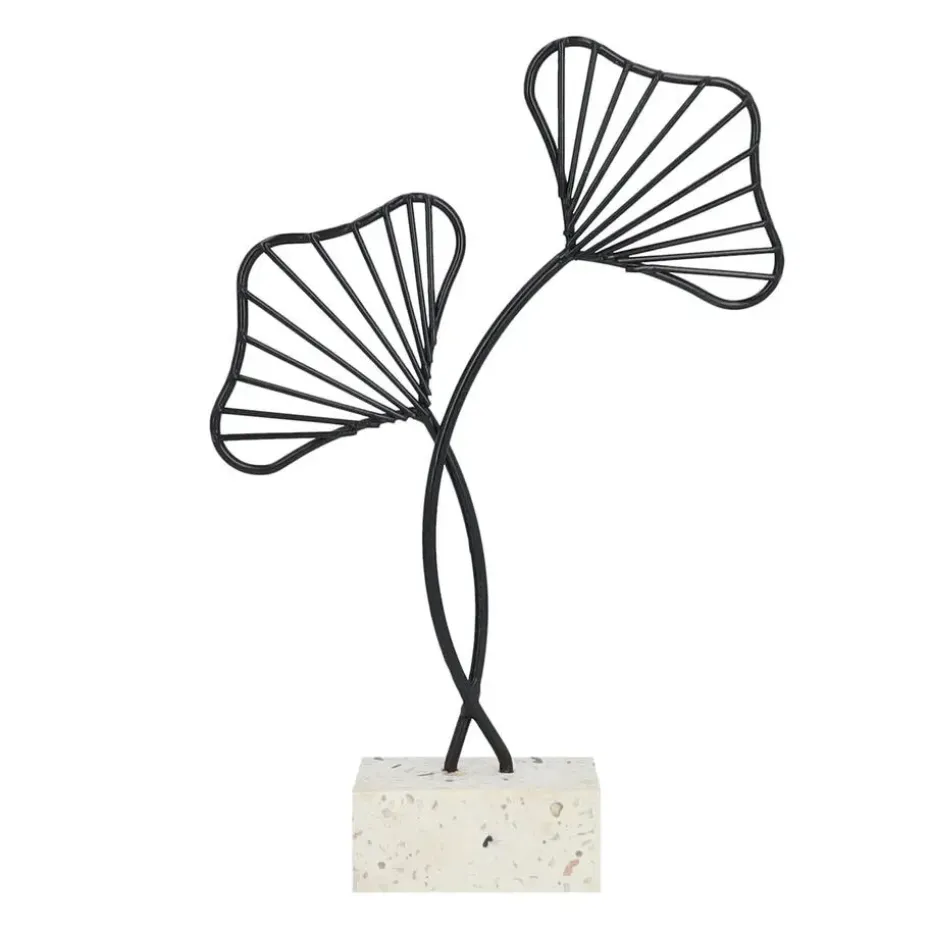 QUVIO Ginkgo blad op standaard - Woondecoratie - Zwart