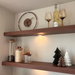 QUVIO Grote wandklok – 35cm – Hout – Plexiglas - Donkerbruin