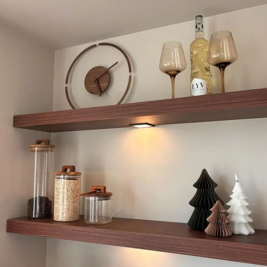 QUVIO Grote wandklok – 35cm – Hout – Plexiglas - Donkerbruin