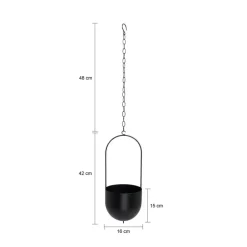 QUVIO Hangende bloempot - Langwerpig - Metaal - Zwart