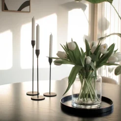 QUVIO Houten dienblad rond - Zwart - 27 cm