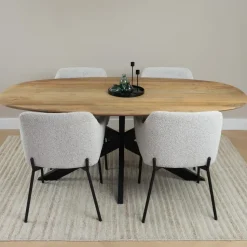 QUVIO Houten dienblad rond - Zwart - Maat S (24 cm)