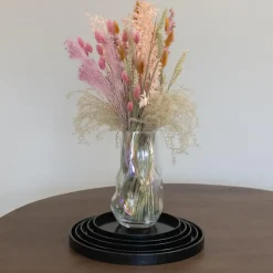 QUVIO Houten dienblad rond - Zwart - Maat S (24 cm)