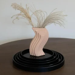 QUVIO Houten dienblad rond - Zwart - Maat S (24 cm)