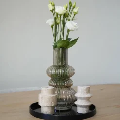 QUVIO Houten dienblad rond - Zwart - Maat S (24 cm)