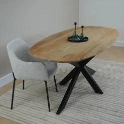 QUVIO Houten dienblad rond - Zwart - Maat S (24 cm)