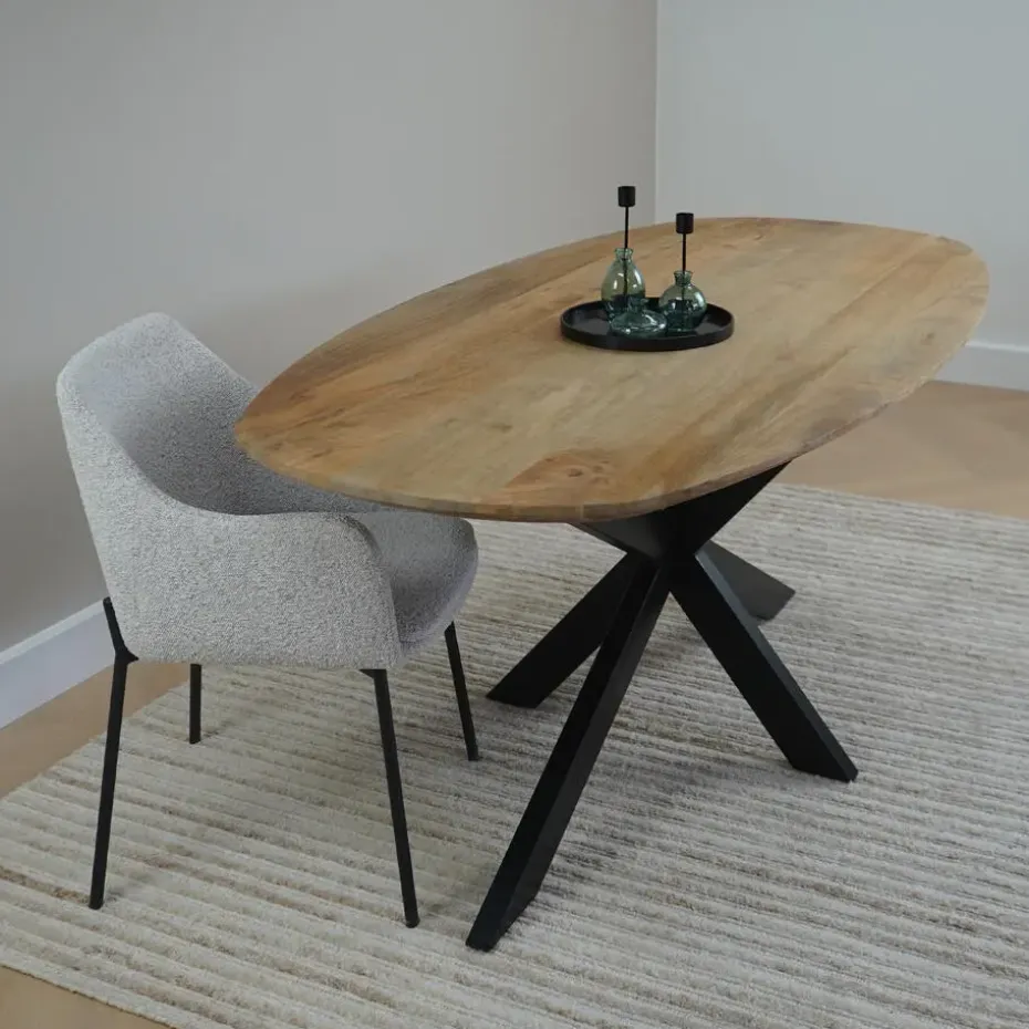 QUVIO Houten dienblad rond - Zwart - Maat S (24 cm)