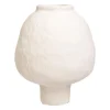 QUVIO Japandi vaas bolvormig keramiek - Gebroken wit - 21 cm