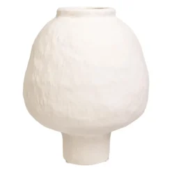 QUVIO Japandi vaas bolvormig keramiek - Gebroken wit - 21 cm