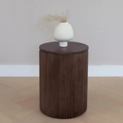 QUVIO Japandi vaas bolvormig keramiek - Gebroken wit - 21 cm