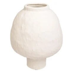 QUVIO Japandi vaas bolvormig keramiek - Gebroken wit - 21 cm