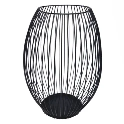 QUVIO Kaarsenhouder met frame - 24 cm - Rond - Metaal - Zwart