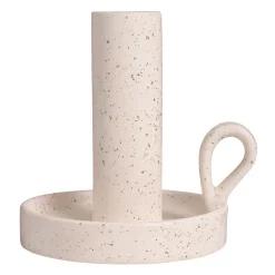 QUVIO Kandelaar - Keramiek - Gebroken wit met spikkels