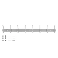 QUVIO Kapstok met 8 haken - RVS - Zilver