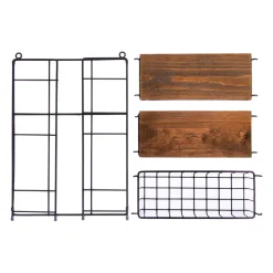 QUVIO Keukenrek wand staal en hout - Zwart en bruin