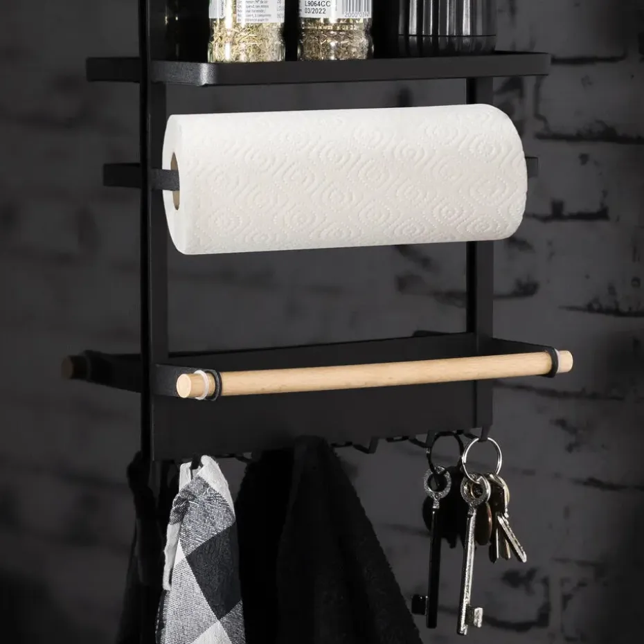 QUVIO Keukenrekje metaal met magneet - Zwart