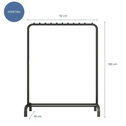 QUVIO Kledingrek met schoenen opbergruimte zwart