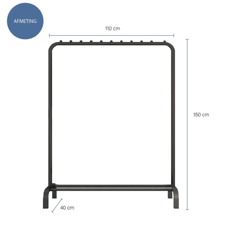 QUVIO Kledingrek met schoenen opbergruimte zwart