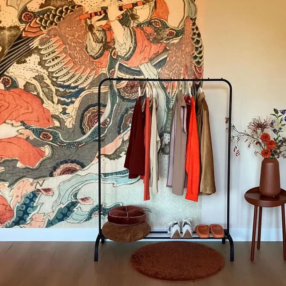 QUVIO Kledingrek met schoenen opbergruimte zwart