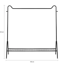QUVIO Kledingrek met schoenen opbergruimte - Metaal - Zwart