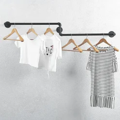 QUVIO Kledingrek wandmontage industrieel - Metaal - Zwart
